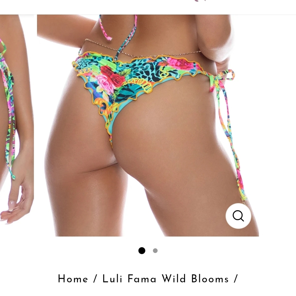 Luli Fama Vibrant Floral Tie Bikini Bottom - NEVER BEEN USED